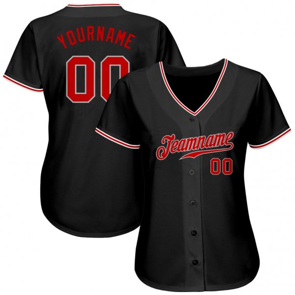 Preschool Custom Black Red-Gray Authentic Baseball Jersey