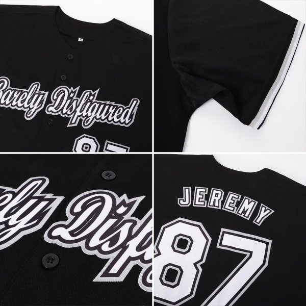 Mens Custom Black White-Gray Authentic Baseball Jersey