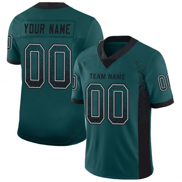 Men's Custom Midnight Green Black-White Mesh Drift Fashion Football Jersey