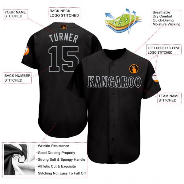 Preschool Custom Black Gray Baseball Jersey