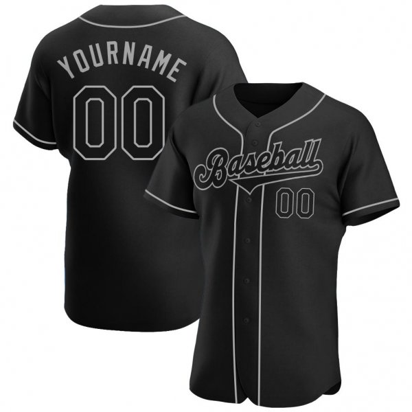 Preschool Custom Black Black-Gray Authentic Baseball Jersey