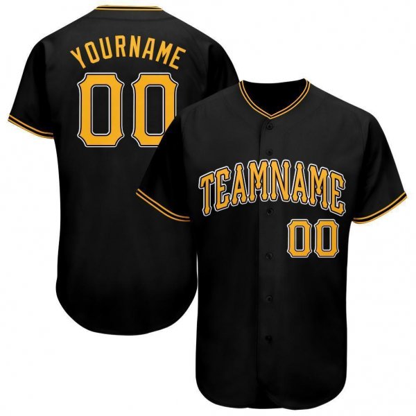 Women's Custom Black Gold-White Baseball Jersey