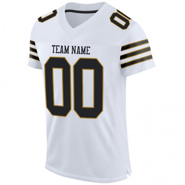 Preschool Custom White Black-Old Gold Mesh Authentic Football Jersey