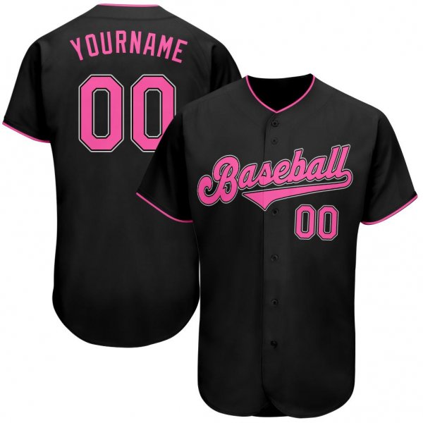 Women's Custom Black Pink-White Authentic Baseball Jersey