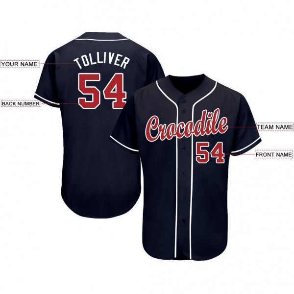 Youth Custom Navy Red-White Baseball Jersey