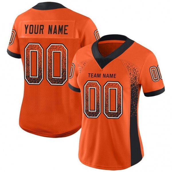 Youth Custom Orange Black-White Mesh Drift Fashion Football Jersey