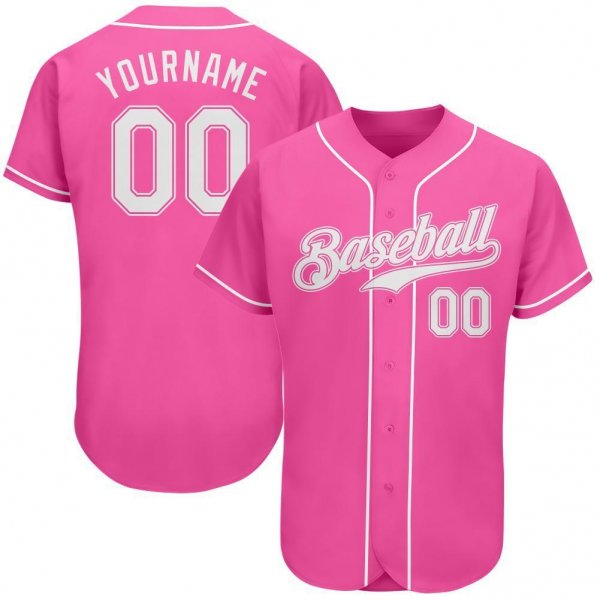 Preschool Custom Pink White Authentic Baseball Jersey