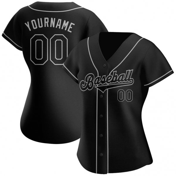 Preschool Custom Black Black-Gray Authentic Baseball Jersey