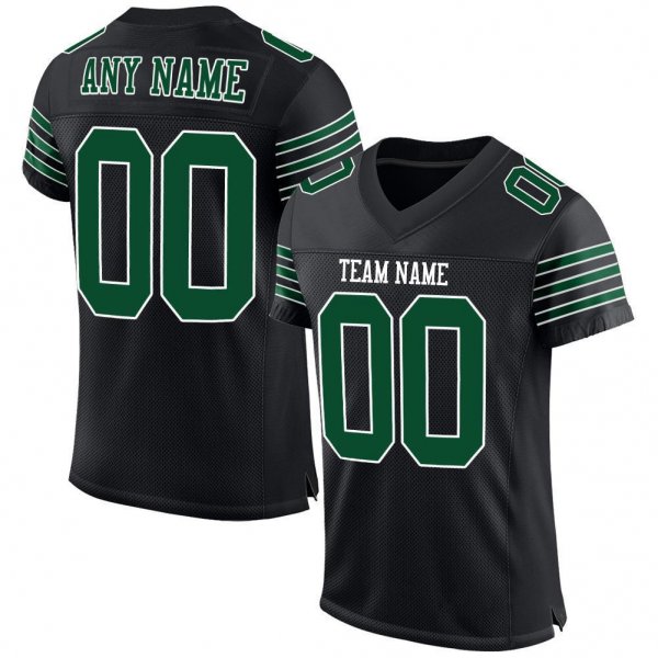 Kid's Custom Black Gotham Green-White Mesh Authentic Football Jersey