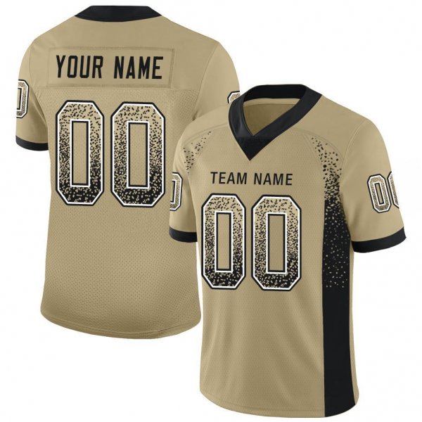 Men's Custom Vegas Gold Black-White Mesh Drift Fashion Football Jersey