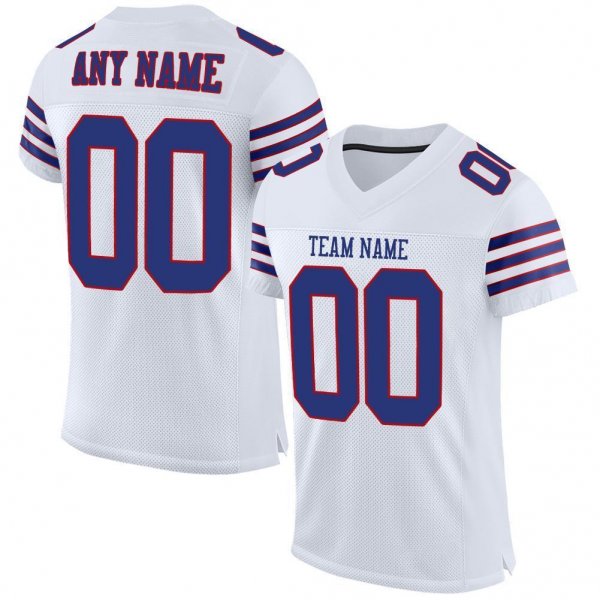 Men's Custom White Royal-Red Mesh Authentic Football Jersey