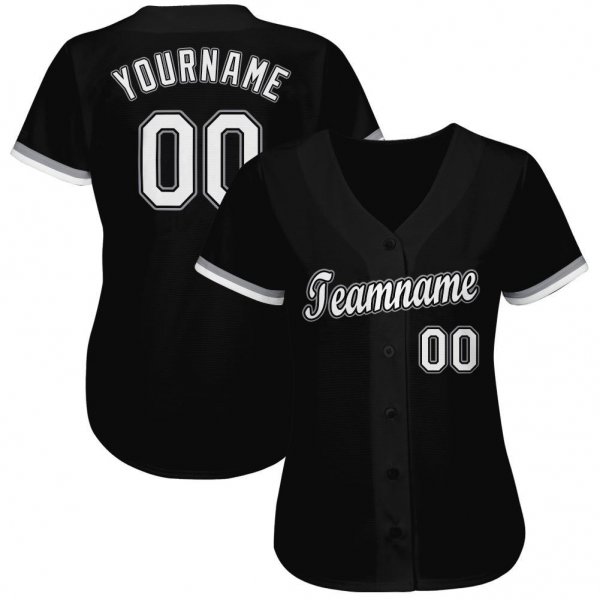 Preschool Custom Black White-Gray Baseball Jersey