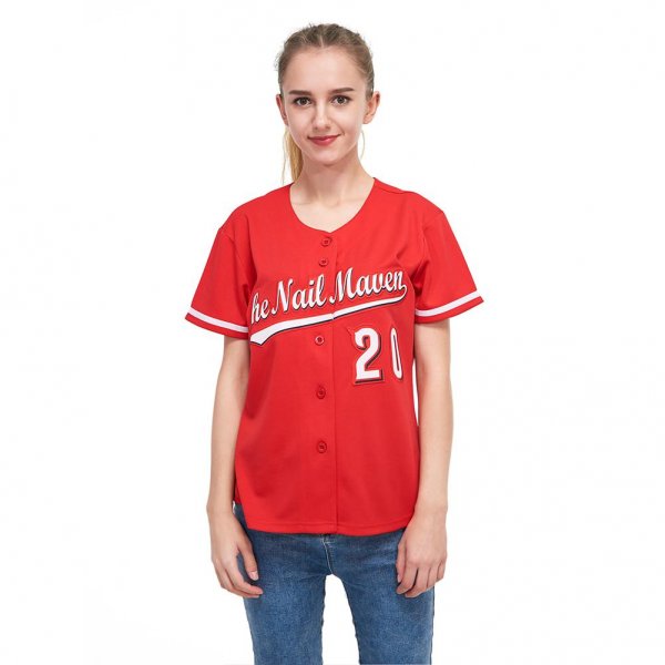 Youth Custom Red White-Black Baseball Jersey