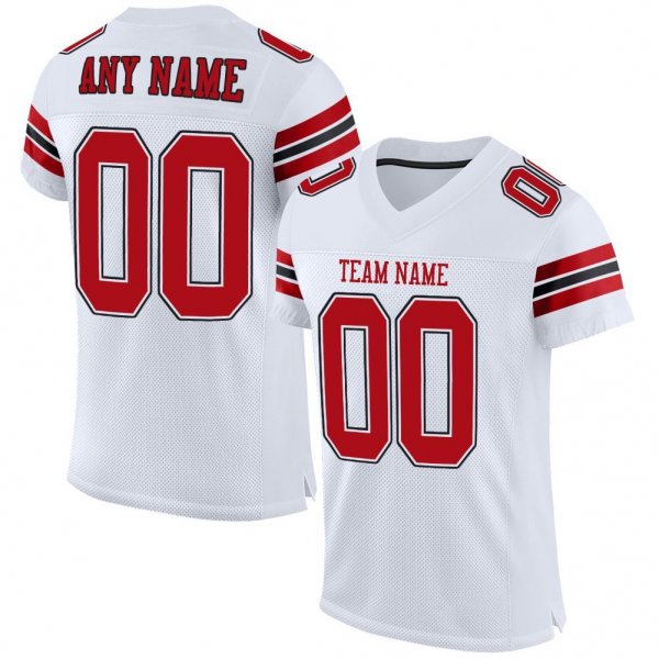 Preschool Custom White Red-Black Mesh Authentic Football Jersey