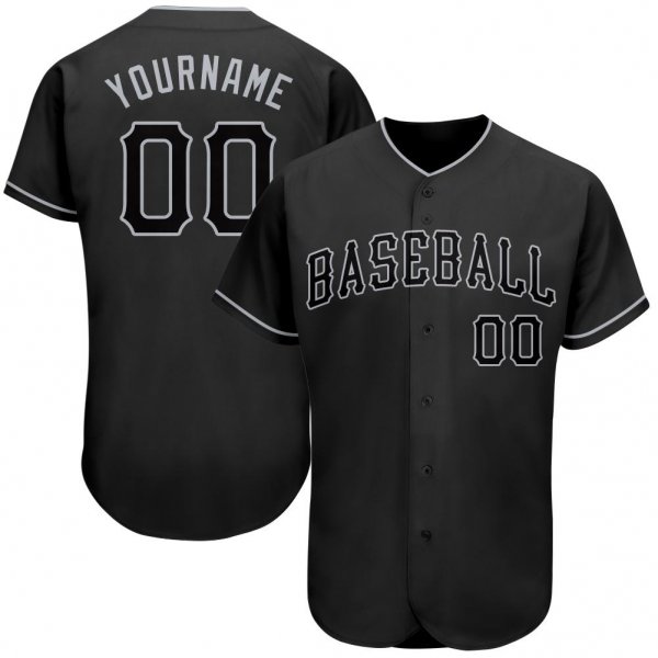 Kid's Custom Black Black-Gray Authentic Baseball Jersey