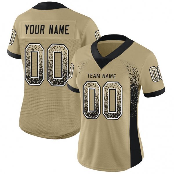 Youth Custom Vegas Gold Black-White Mesh Drift Fashion Football Jersey