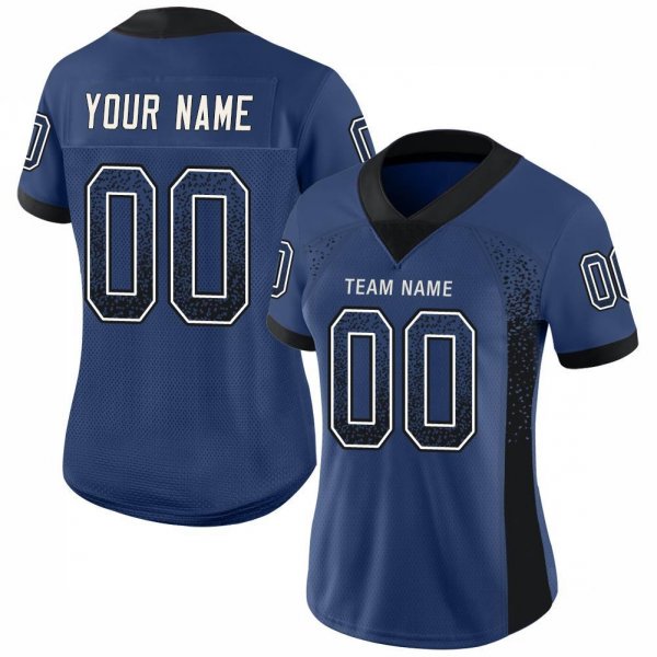 Youth Custom Royal Black-White Mesh Drift Fashion Football Jersey