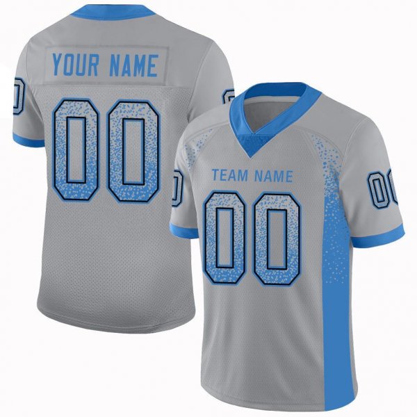 Women's Custom Light Gray Powder Blue-Black Mesh Drift Fashion Football Jersey