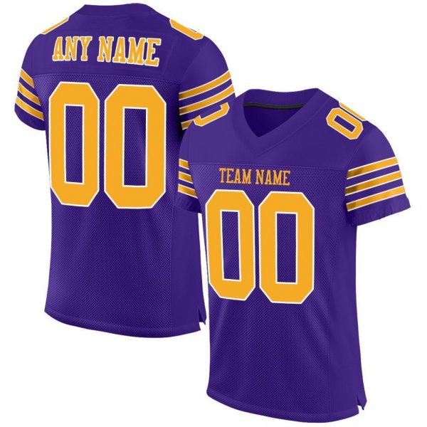 Men's Custom Purple Gold-White Mesh Authentic Football Jersey