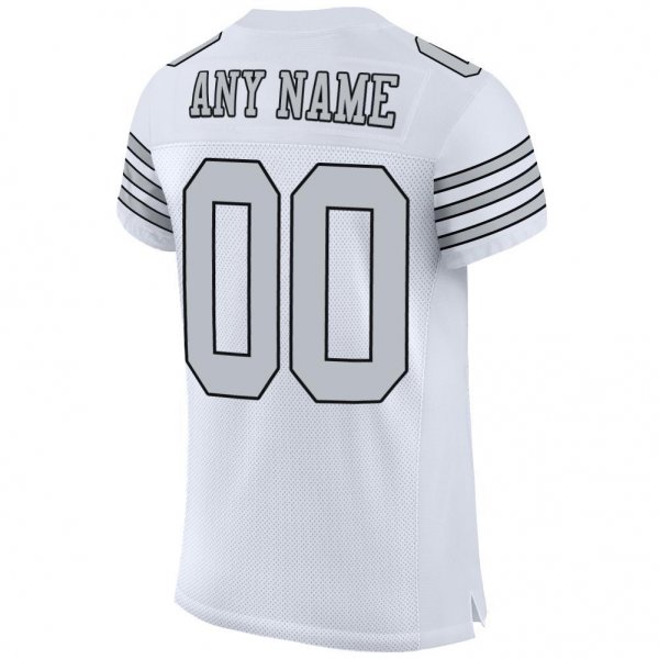 Preschool Custom White Silver-Black Mesh Authentic Football Jersey