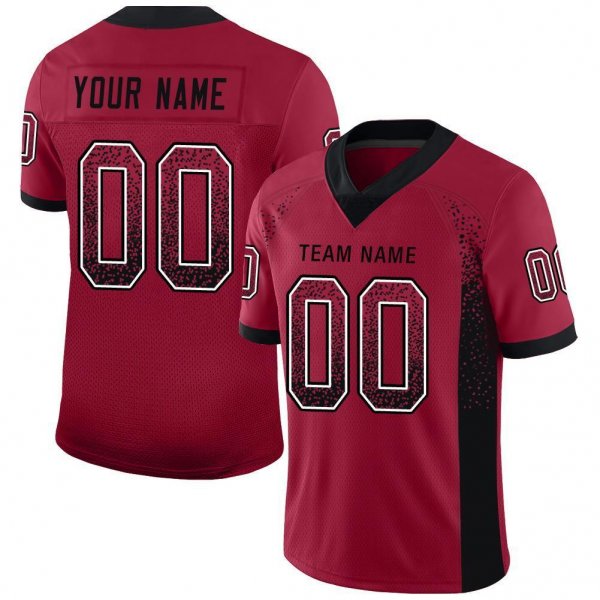 Men's Custom Cardinal Black-White Mesh Drift Fashion Football Jersey