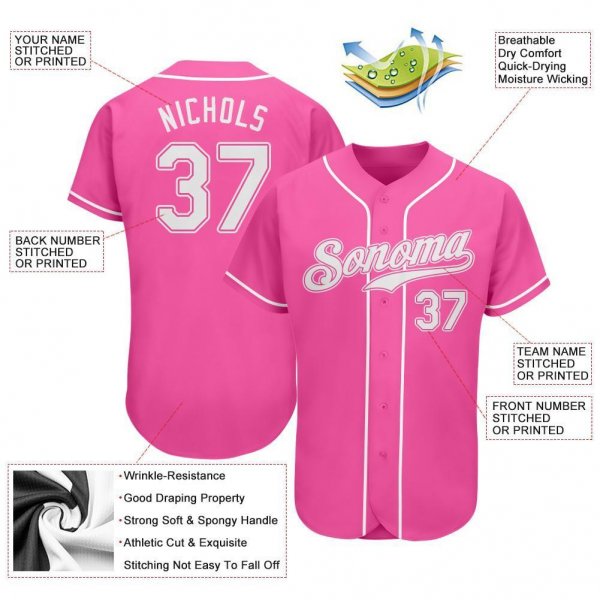 Preschool Custom Pink White Authentic Baseball Jersey