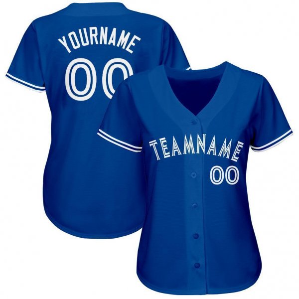 Youth Custom Royal White Baseball Jersey