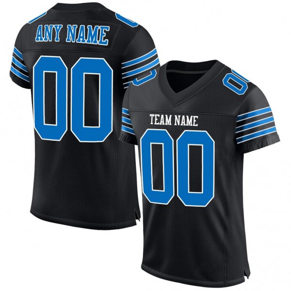 Kid's Custom Black Panther Blue-White Mesh Authentic Football Jersey