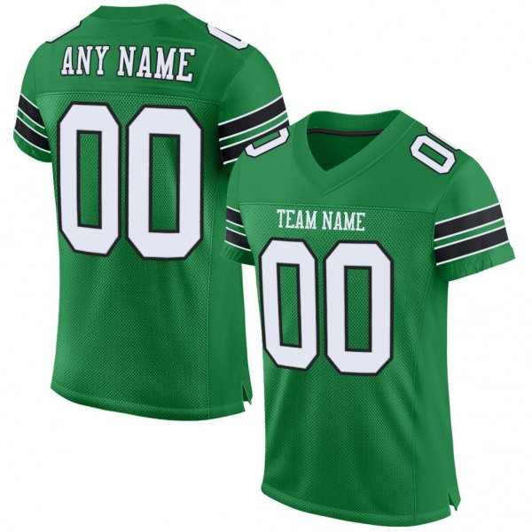 Men's Custom Kelly Green White-Black Mesh Authentic Football Jersey