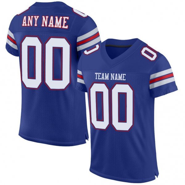 Women's Custom Royal White-Red Mesh Authentic Football Jersey