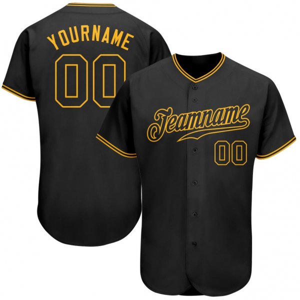 Women's Custom Black Black-Gold Authentic Baseball Jersey