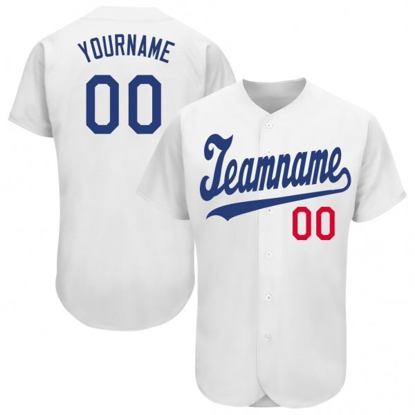 Men's Custom White Royal-Red Baseball Jersey