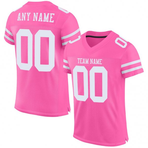 Preschool Custom Pink White Mesh Authentic Football Jersey