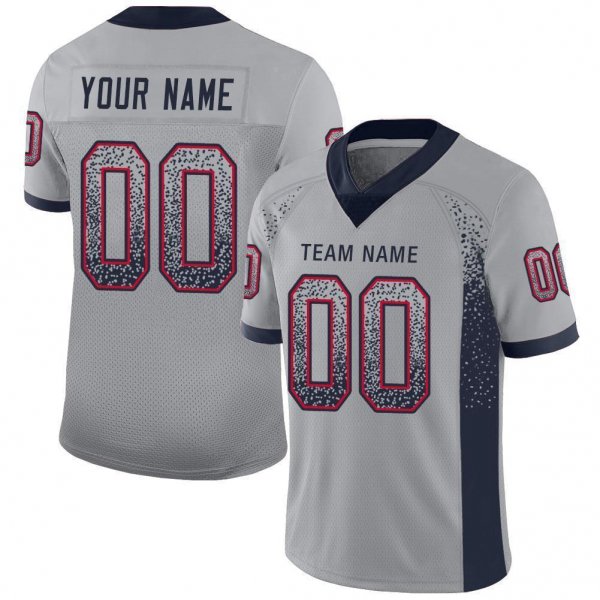 Men's Custom Light Gray Navy-Scarlet Mesh Drift Fashion Football Jersey