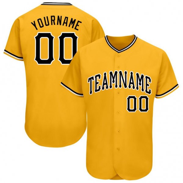 Men's Custom Gold Black-White Baseball Jersey