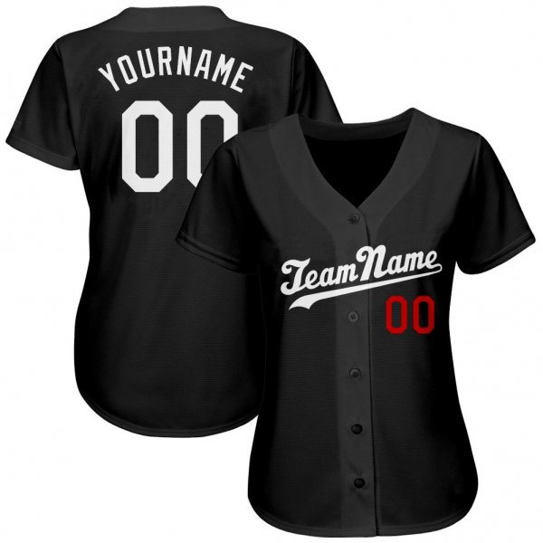 Preschool Custom Black White-Red Authentic Baseball Jersey