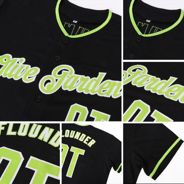 Preschool Custom Black Neon Green-White Authentic Baseball Jersey