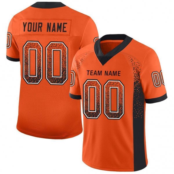 Youth Custom Orange Black-White Mesh Drift Fashion Football Jersey