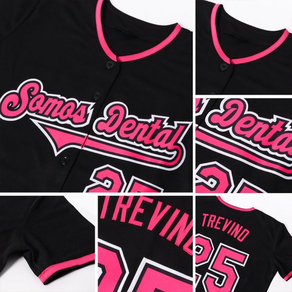 Preschool Custom Black Pink-White Authentic Baseball Jersey