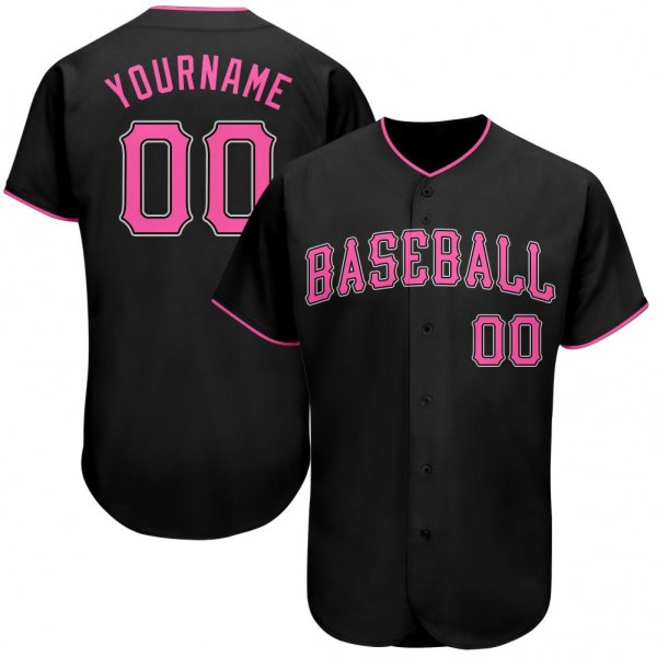 Preschool Custom Black Pink-White Authentic Baseball Jersey