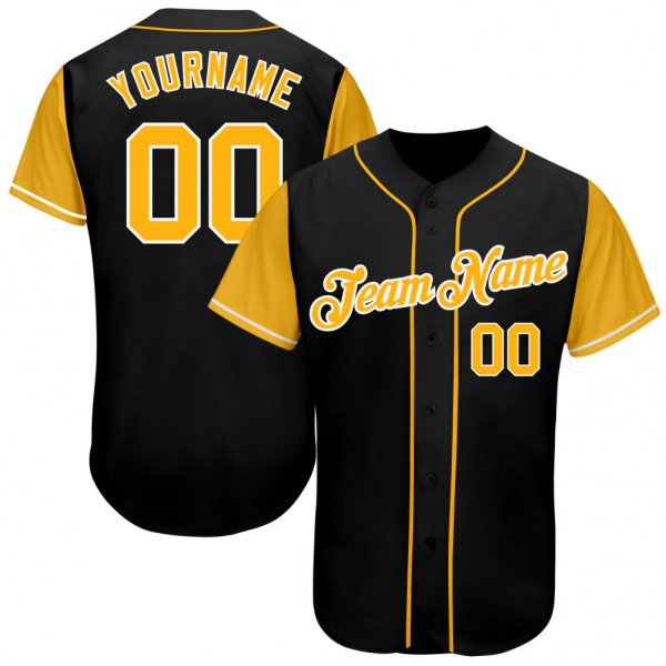 Kid's Custom Black Gold-White Authentic Baseball Jersey