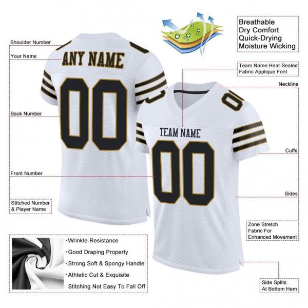 Preschool Custom White Black-Old Gold Mesh Authentic Football Jersey