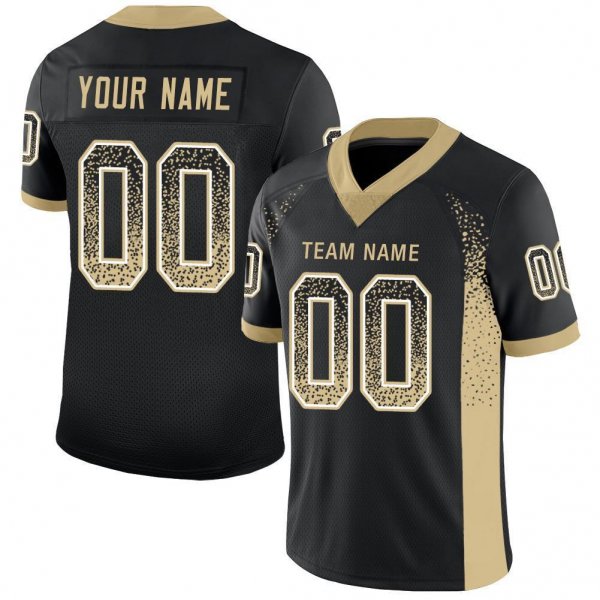 Men's Custom Black Vegas Gold-White Mesh Drift Fashion Football Jersey