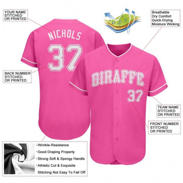 Preschool Custom Pink White Authentic Baseball Jersey