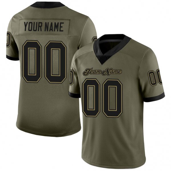 Men's Custom Olive Black-Old Gold Mesh Football Jersey