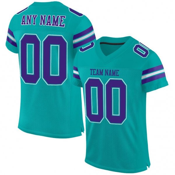 Women's Custom Aqua Purple-White Mesh Authentic Football Jersey