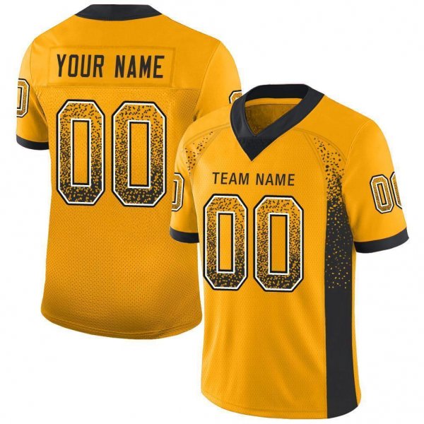 Men's Custom Gold Black-White Mesh Drift Fashion Football Jersey